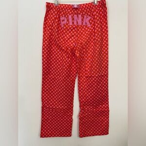 2006 VS Pink cotton pajama sleep pants orange & pink polka dots vintage Y2K RARE